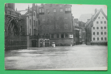 AK Nürnberg / 5. Februar 1909 / Hauptmarkt Frauenkirche / Cafe Litfaßsäule / Hochwasser Katastrophe